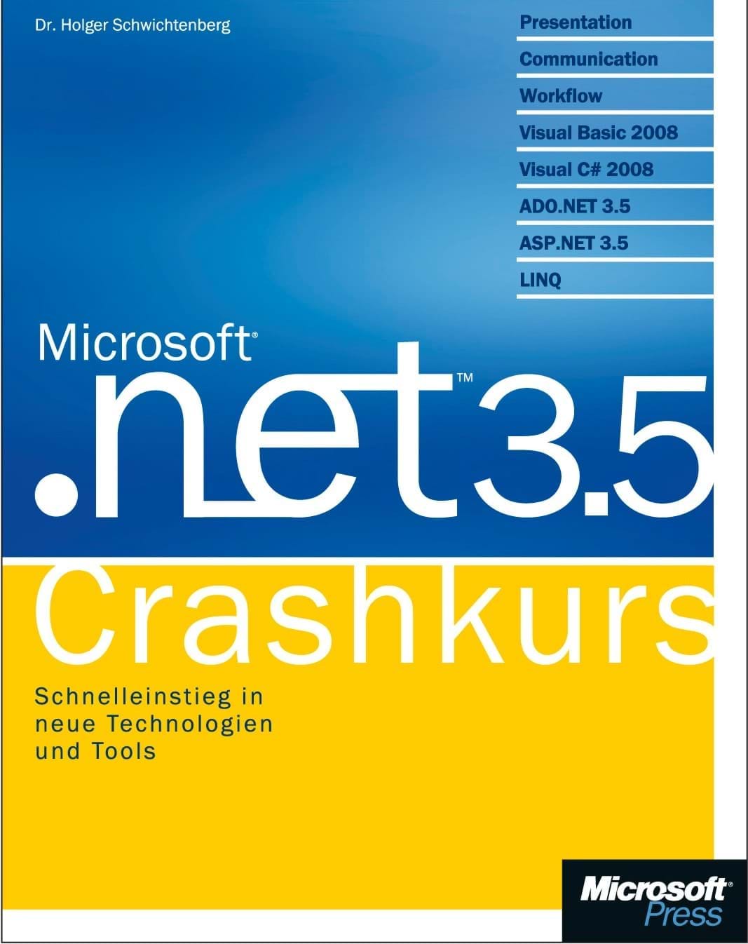 Buchcover .NET 3.5 Crashkurs (Microsoft Press, 2008)