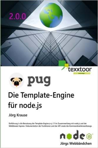 Buchcover Pug – Die Template-Engine für node.js (texxtoor, 2016)