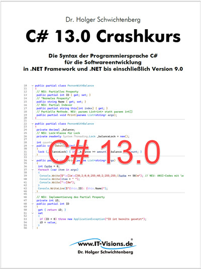 Buchcover C# 13.0 Crashkurs: Die Syntax der Programmiersprache C# für die Softwareentwicklung in .NET Frame... (Buchversion 13.4) Kindle                                            