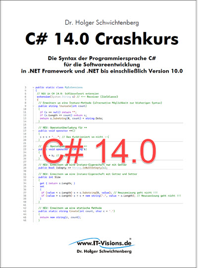 Buchcover C# 14.0 Crashkurs (Kindle-E-Book) (Buchversion 14.2 zu .NET 10.0 RTM) Kindle                                            